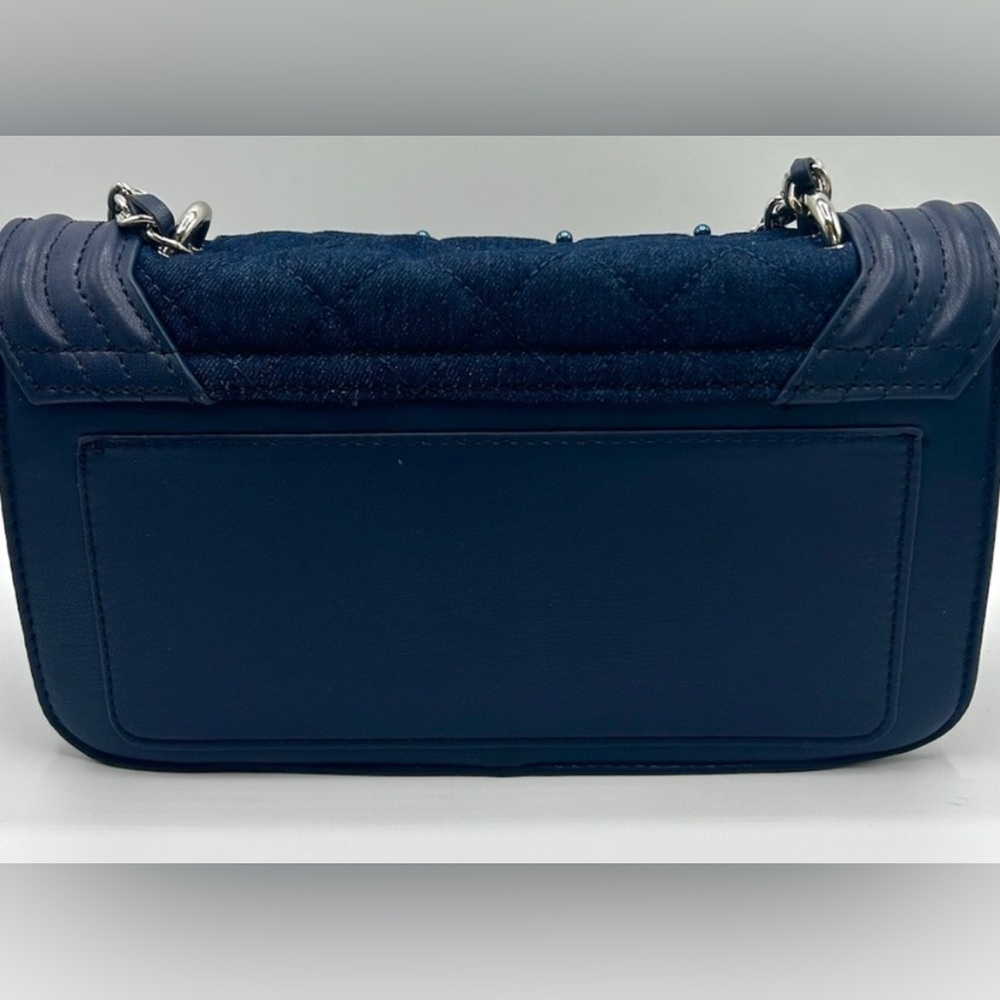 Badgley Mischka Dark Blue Denim Quilted Crossbody Bag - Picture 2 of 6
